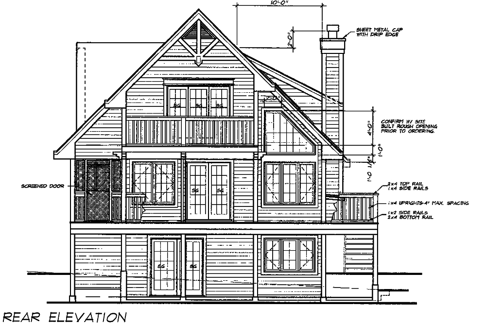 Home Plan Rear Elevation of this 5-Bedroom,1674 Sq Ft Plan -160-1031
