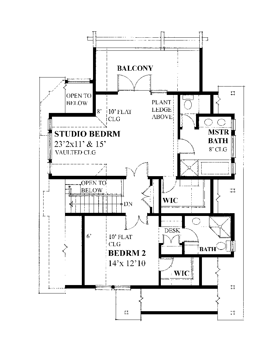 Floor Plan Second Story of Contemporary Plan #160-1032