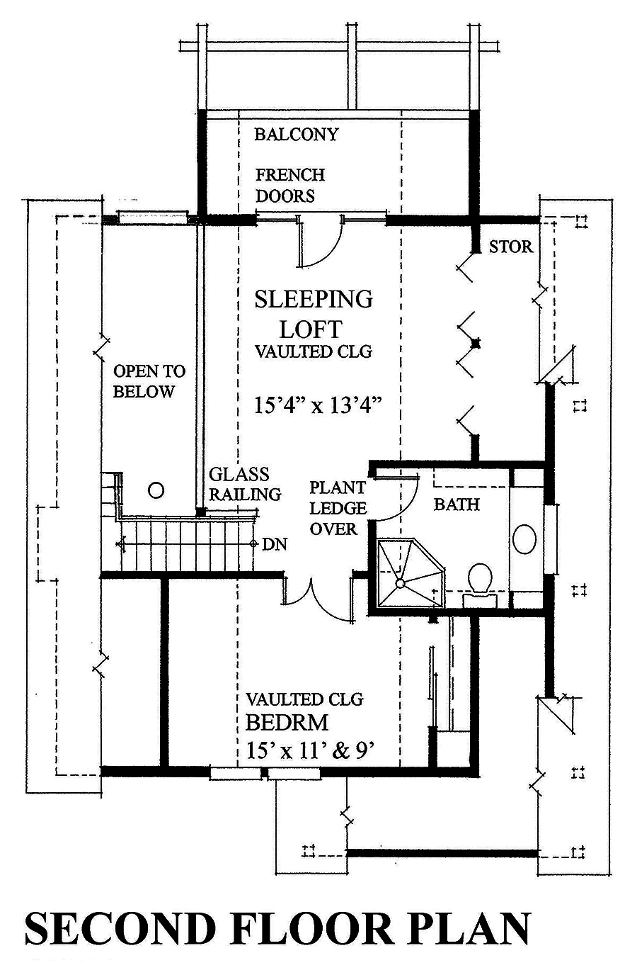 Floor Plan Second Story of Cottage Plan #160-1033
