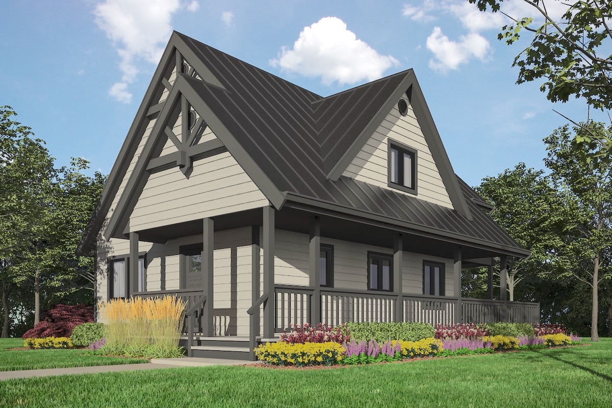 Cottage style home plan (ThePlanCollection: House Plan #160-1033)