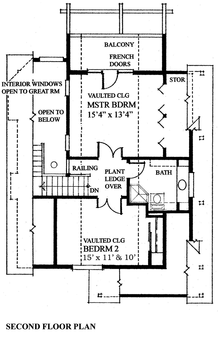 Floor Plan Second Story of Cottage Plan #160-1034