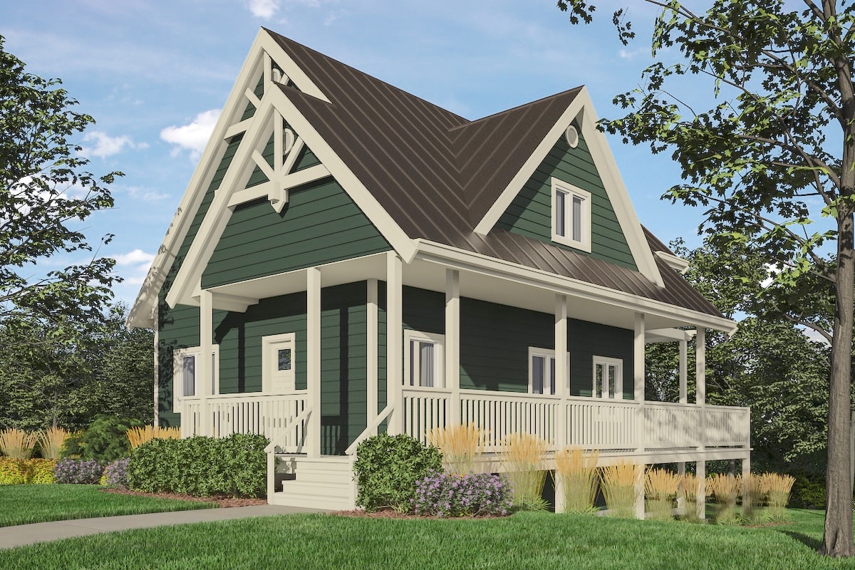 Cottage home plan (ThePlanCollection: House Plan #160-1034)