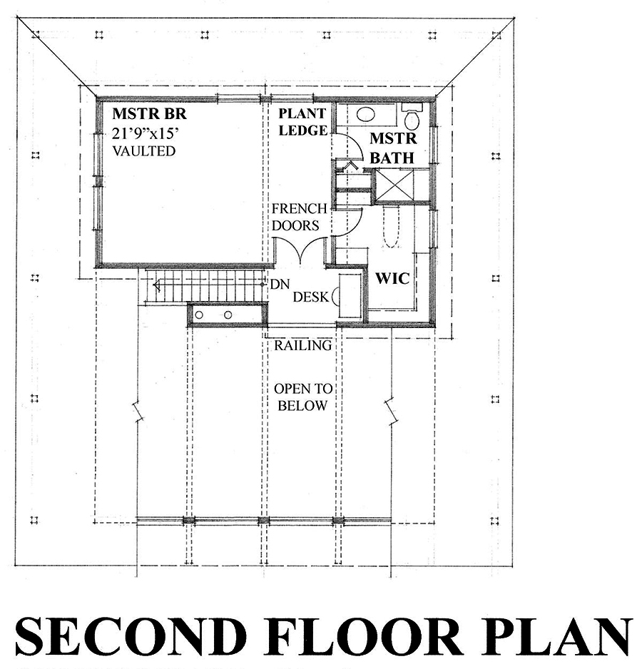 Floor Plan Second Story of Cottage Plan #160-1036