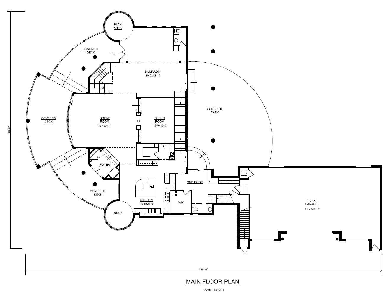 Floor Plan Main Level of Contemporary Plan #161-1000