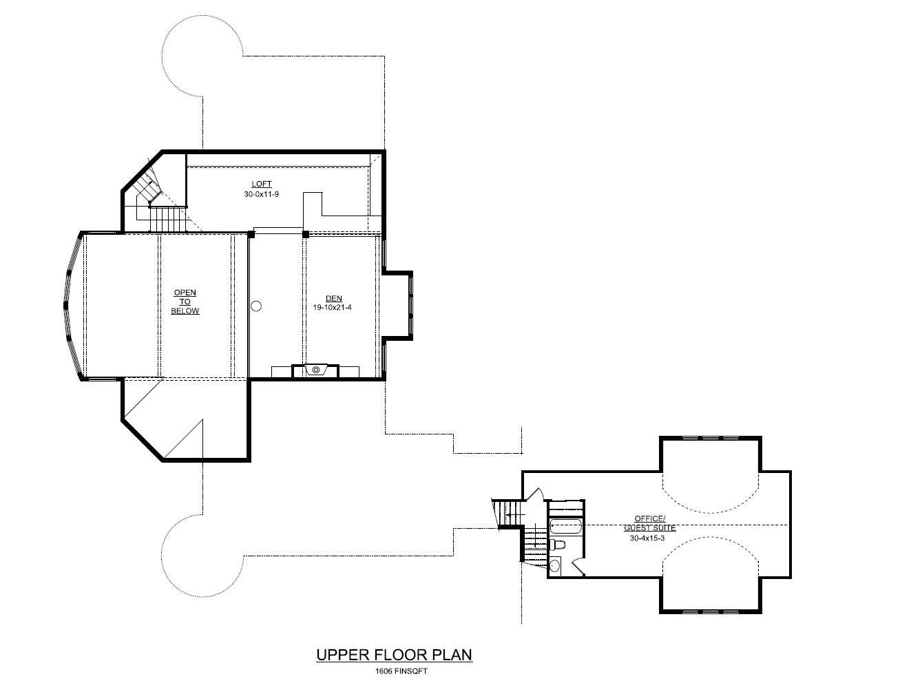 Floor Plan Upper Level of Contemporary Plan #161-1000