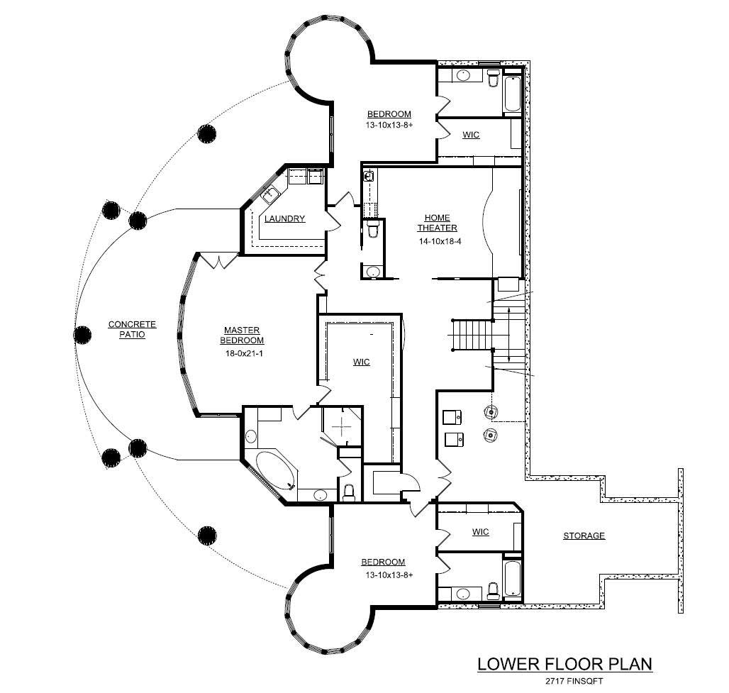 Floor Plan Basement of Contemporary Plan #161-1000
