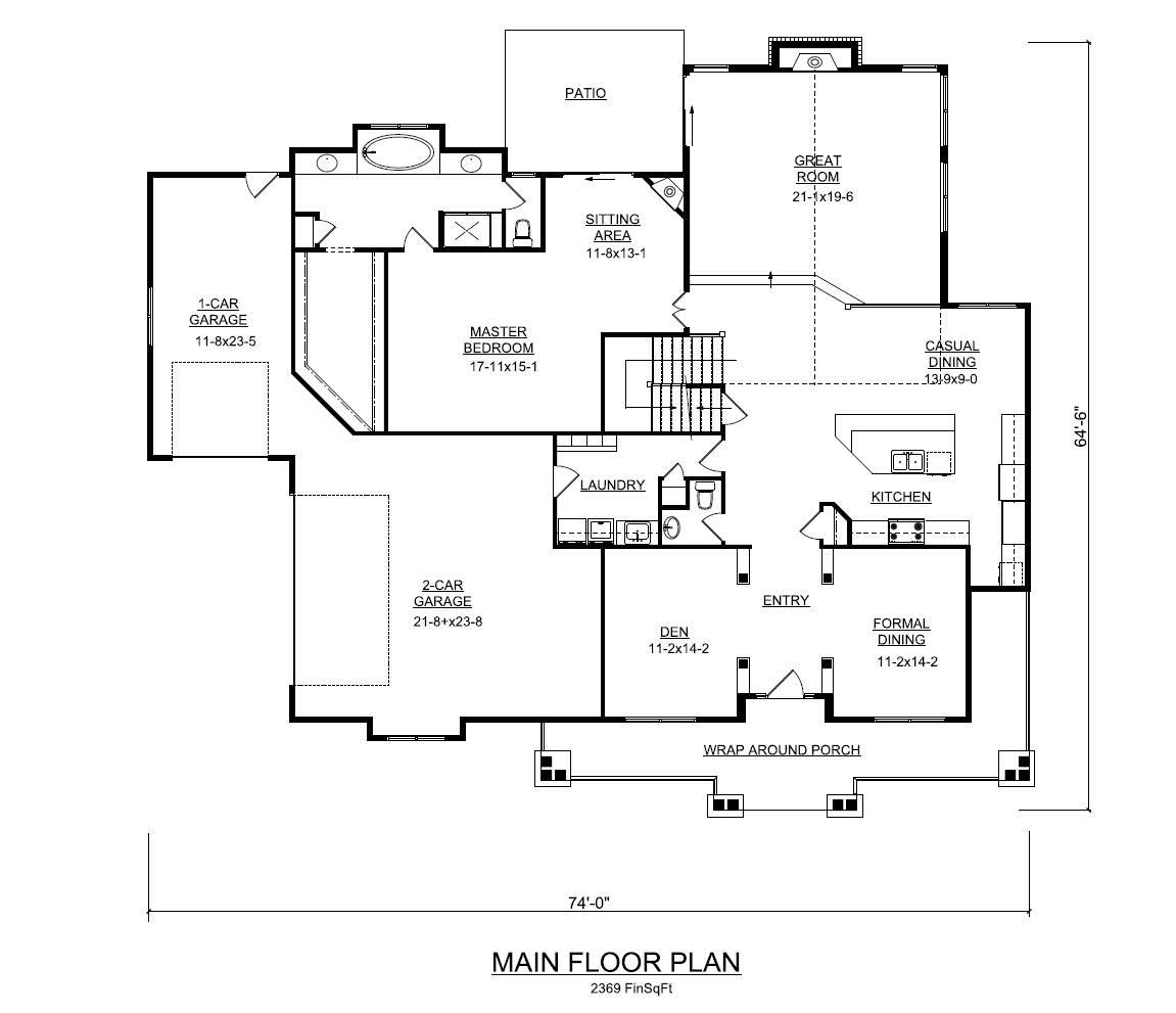 Floor Plan First Story of Arts and Crafts Plan #161-1001