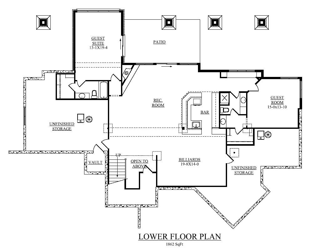 Floor Plan Basement of Country Plan #161-1002