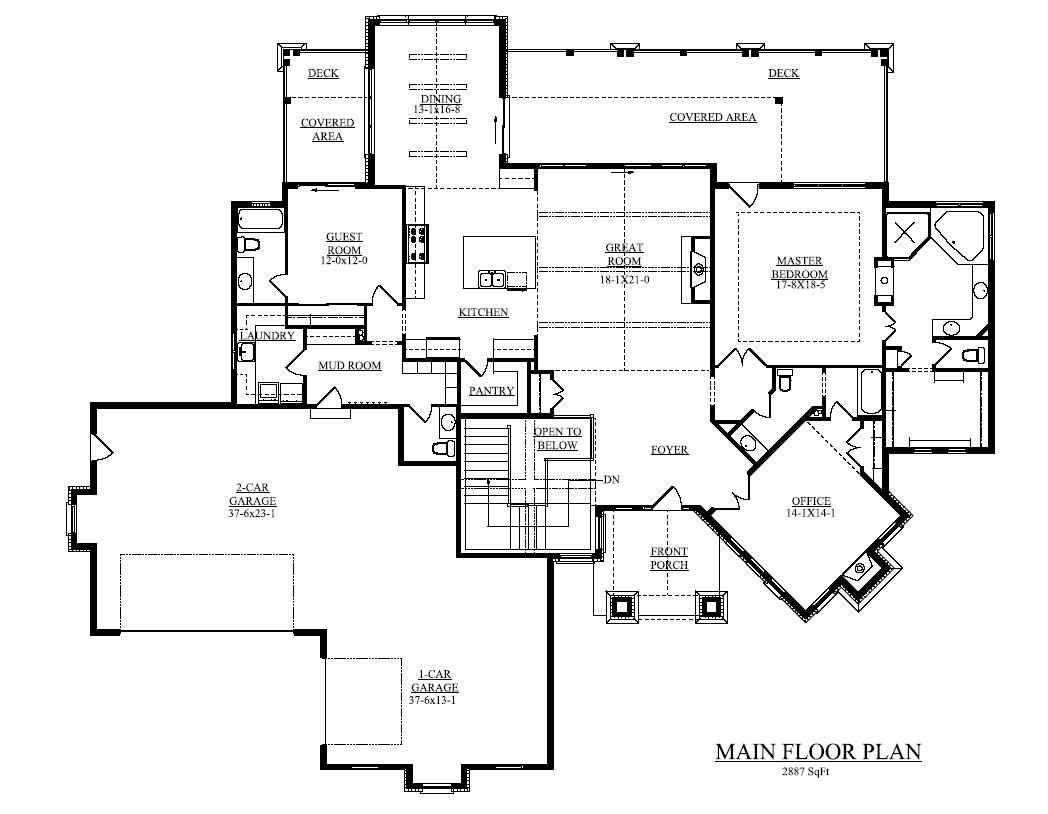 Floor Plan First Story of Country Plan #161-1002