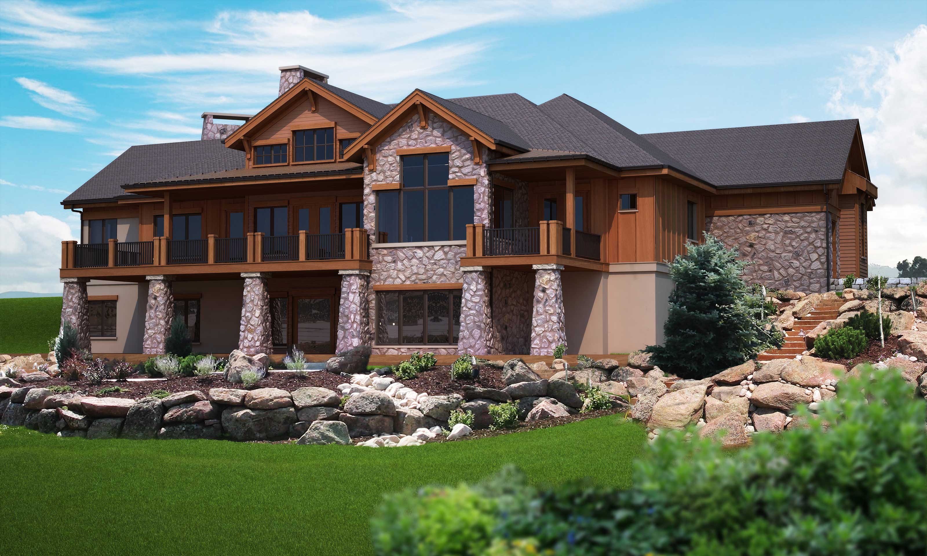Home Plan Rear Elevation of this 4-Bedroom,4749 Sq Ft Plan -161-1002