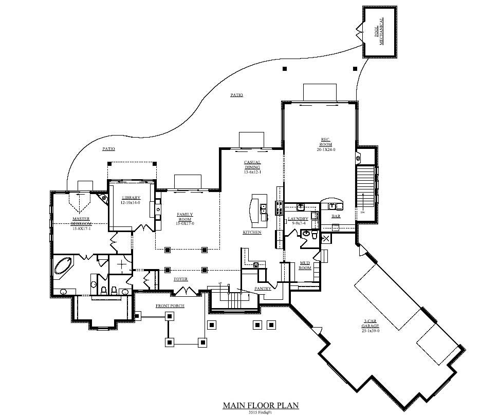 Floor Plan First Story of Country Plan #161-1003