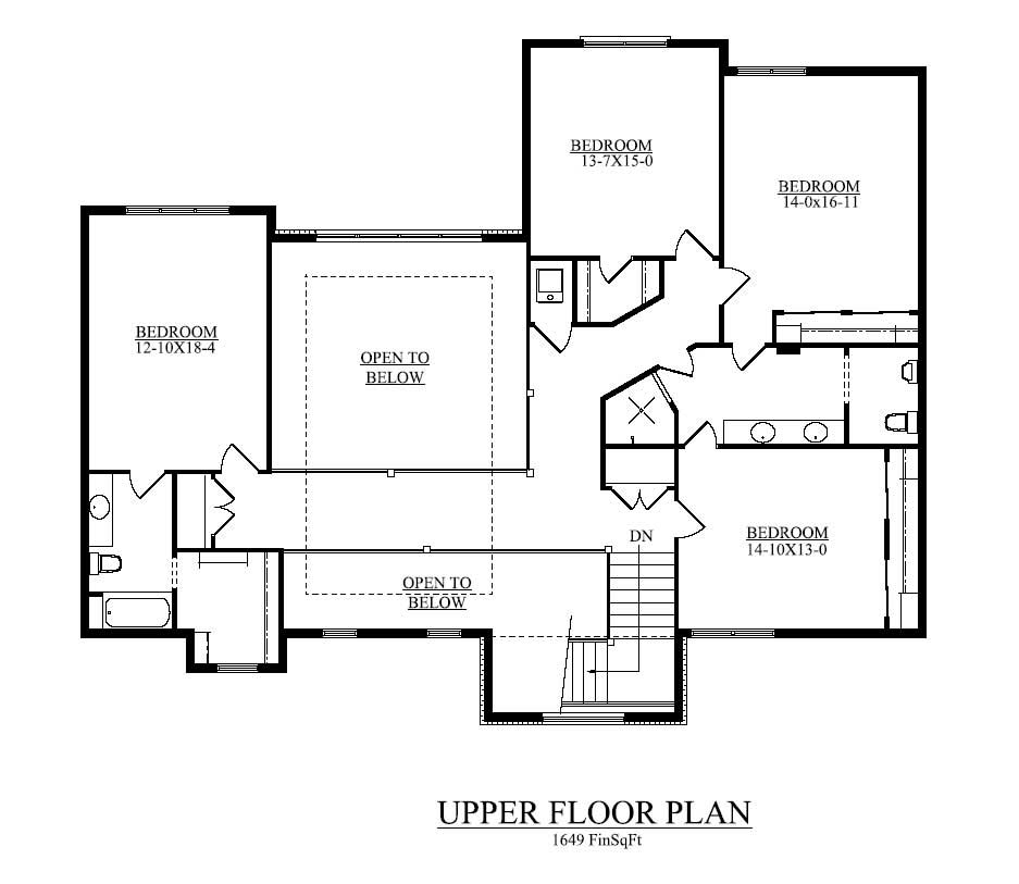 Floor Plan Second Story of Country Plan #161-1003