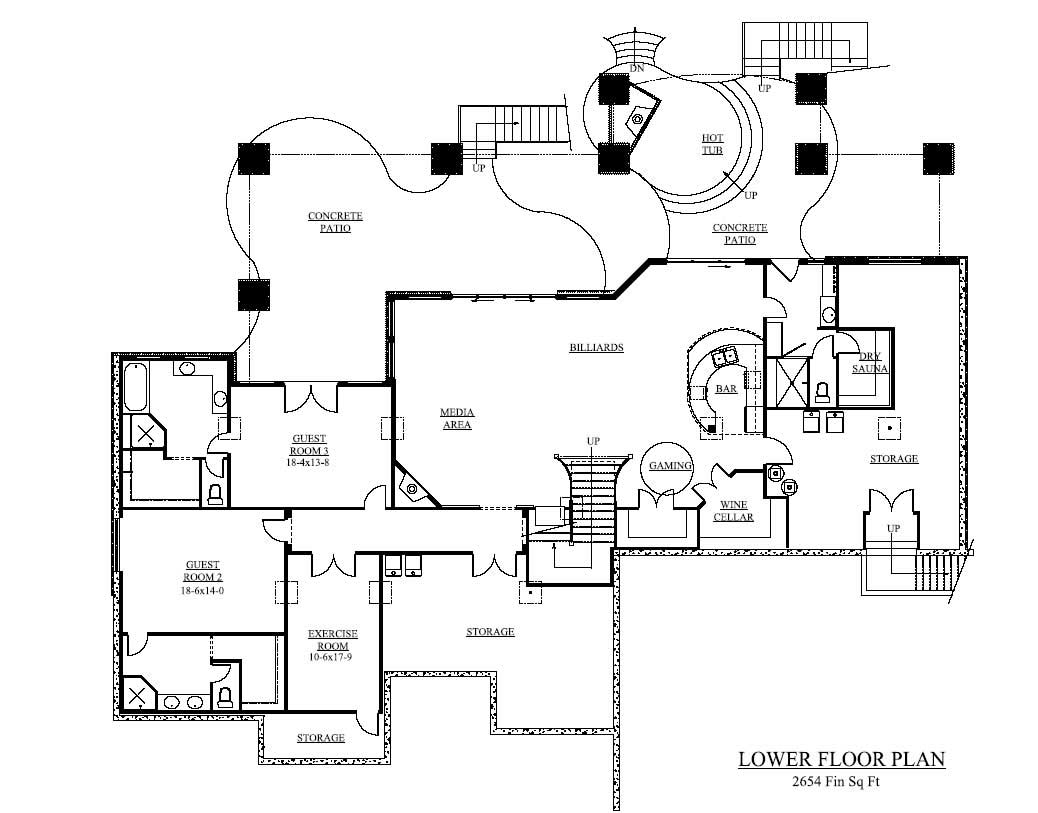 Floor Plan Basement of Country Plan #161-1004