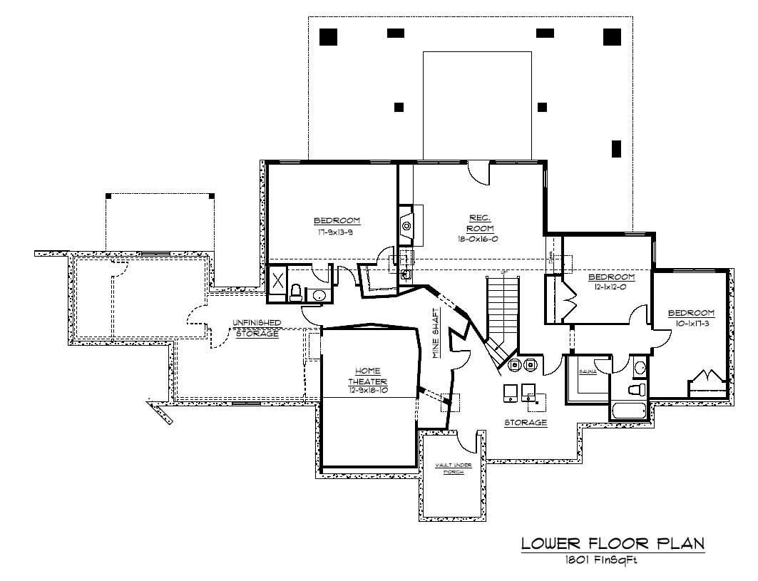 Floor Plan Basement of Country Plan #161-1005