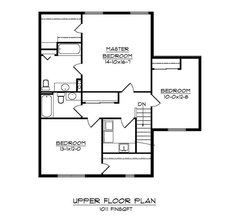 Floor Plan Second Story of Traditional Plan #161-1006
