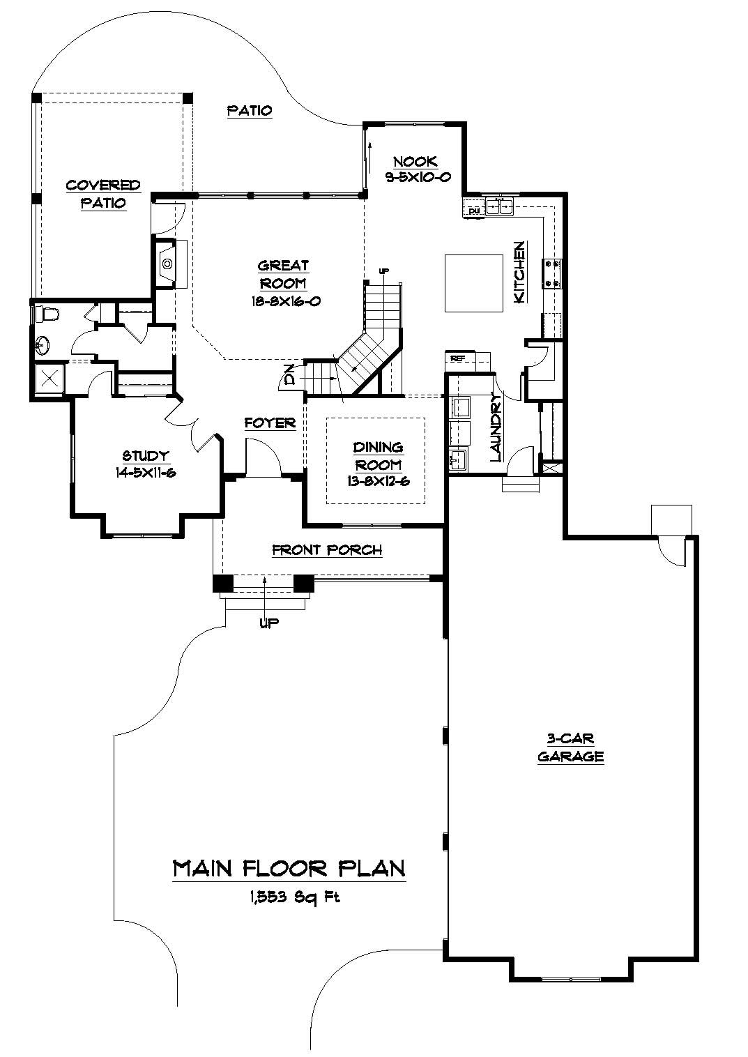 Floor Plan First Story of Country Plan #161-1007