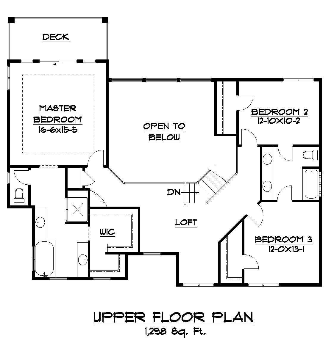 Floor Plan Second Story of Country Plan #161-1007