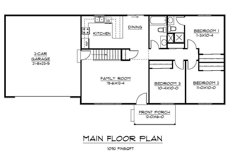 Floor Plan First Story of Ranch Plan #161-1010