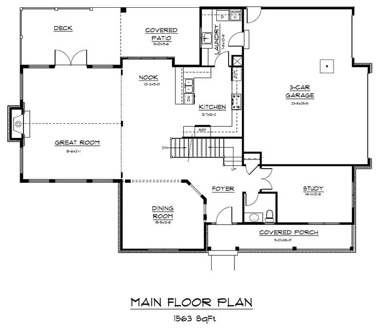 Floor Plan First Story of Craftsman Plan #161-1011