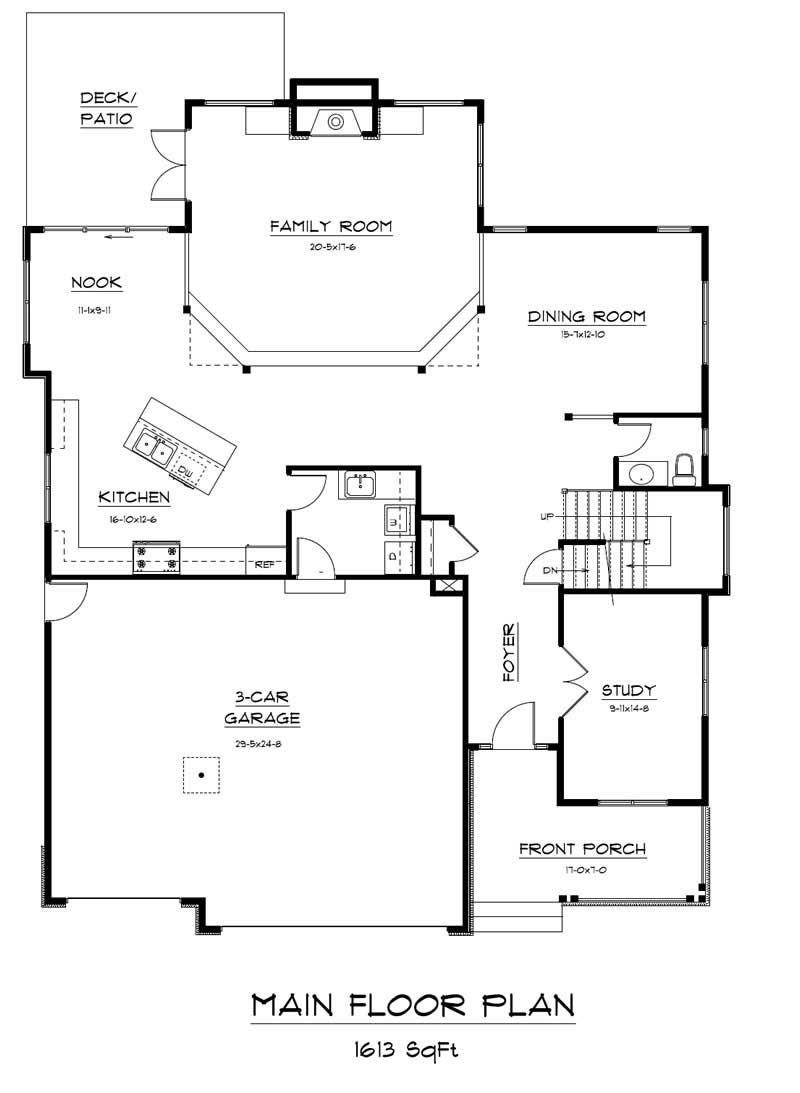 Floor Plan First Story of Craftsman Plan #161-1012