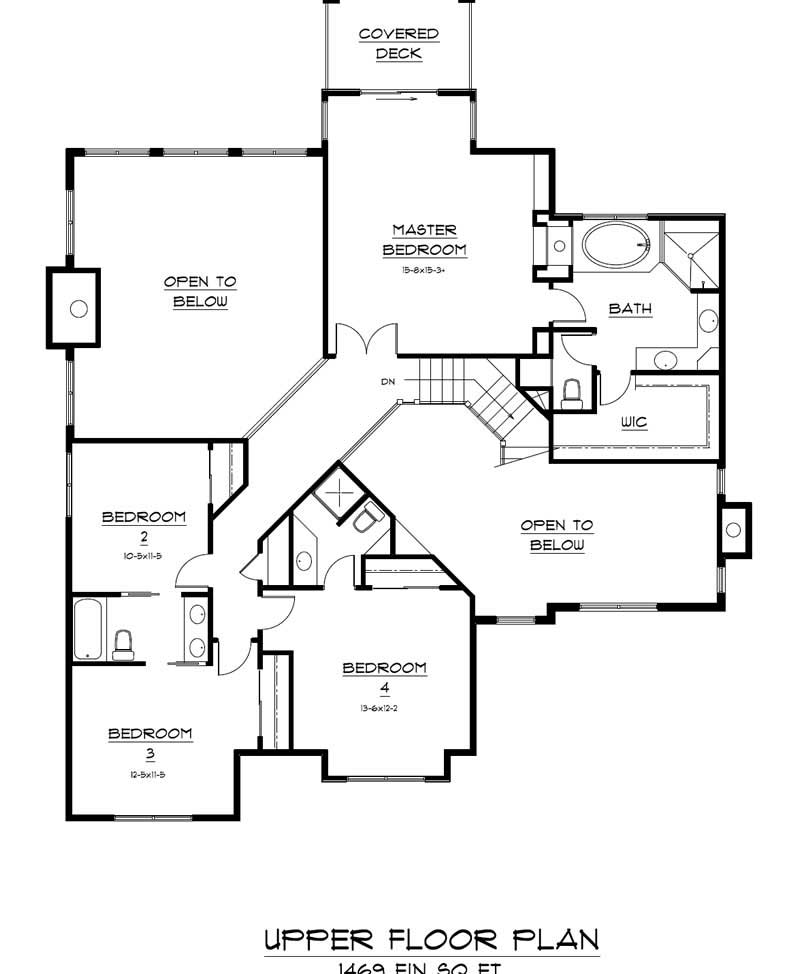 Floor Plan Second Story of Craftsman Plan #161-1013