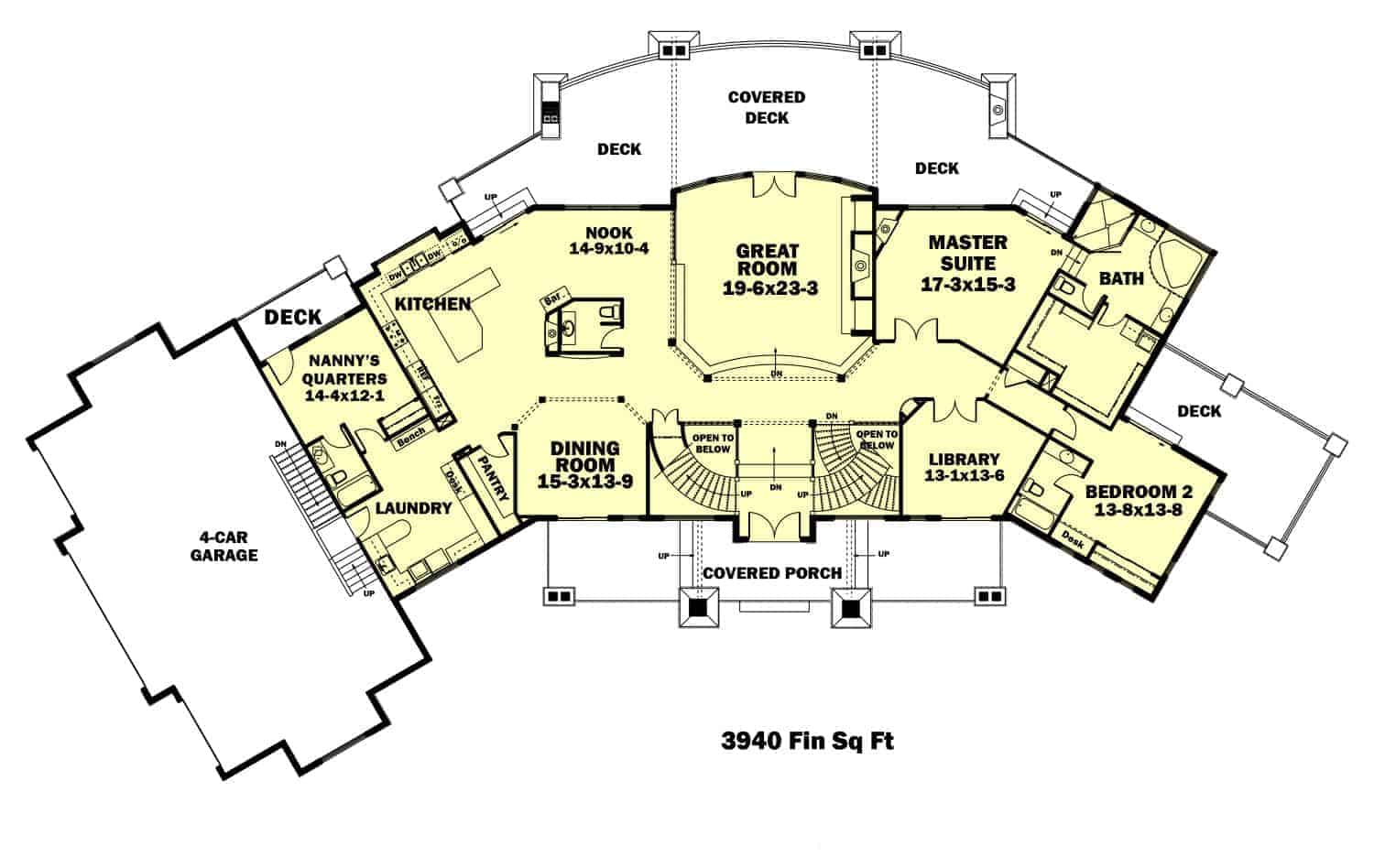 Main Level of Craftsman Plan #161-1017