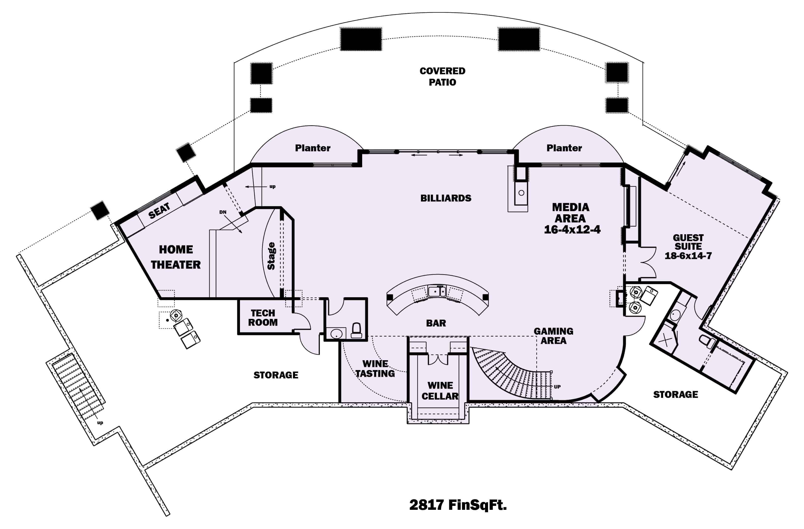 Basement of Craftsman Plan #161-1017