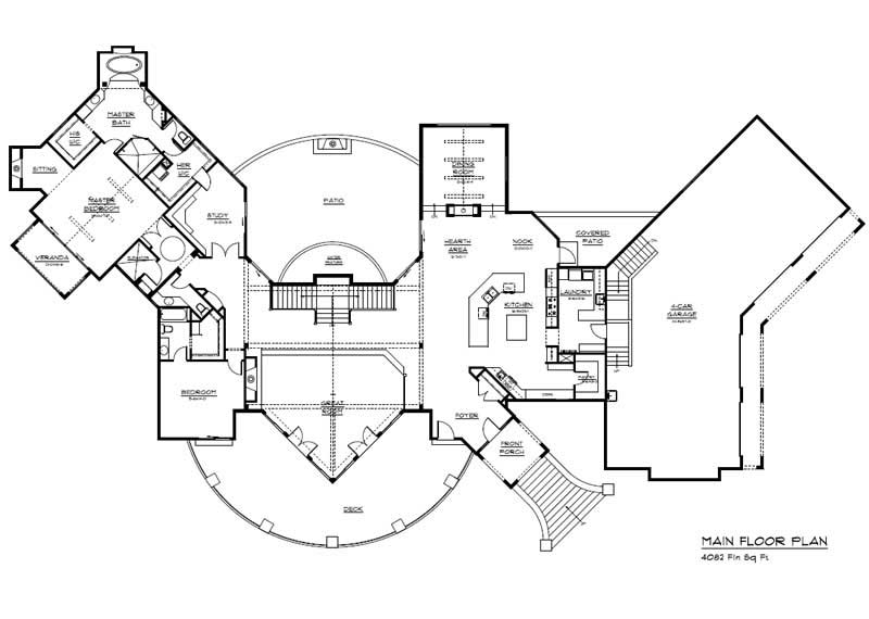 Main Level of Craftsman Plan #161-1021