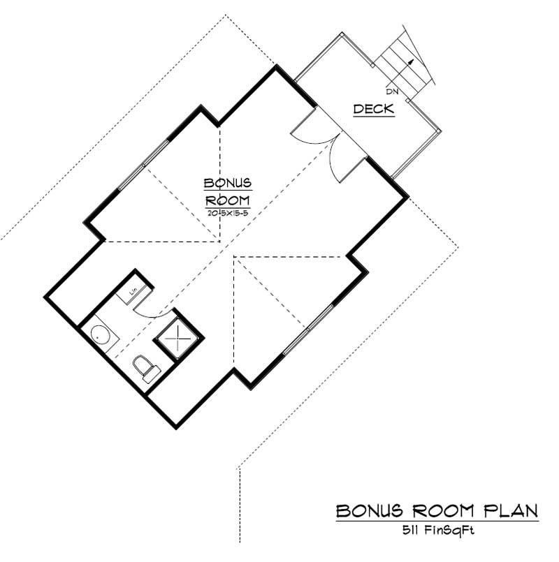 Floor Plan Bonus Room of Craftsman Plan #161-1021