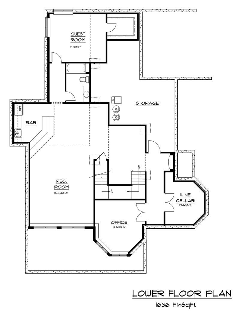 Floor Plan Basement of Country Plan #161-1022