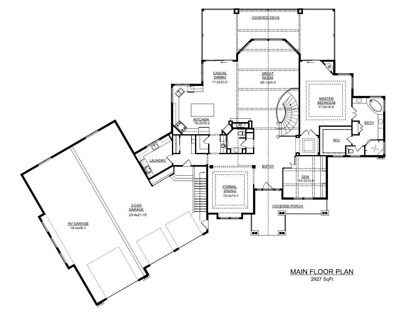 Floor Plan First Story of Craftsman Plan #161-1023