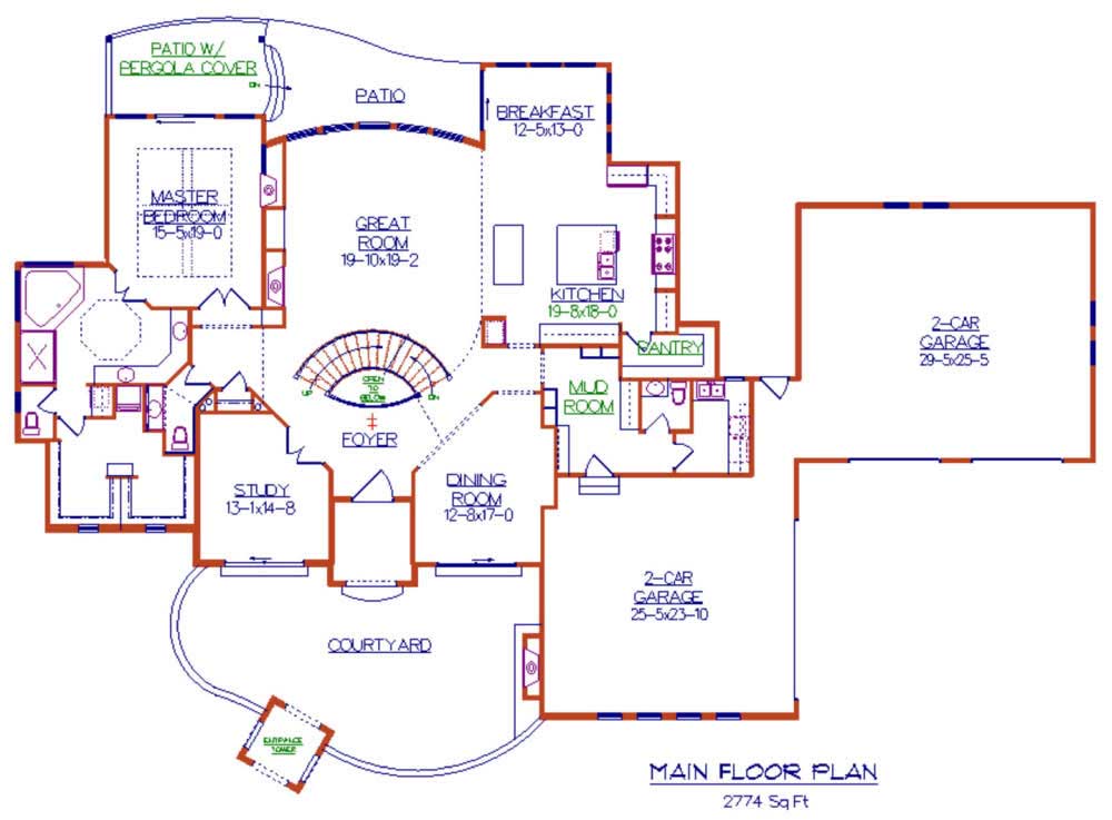 Floor Plan First Story of Luxury Plan #161-1026