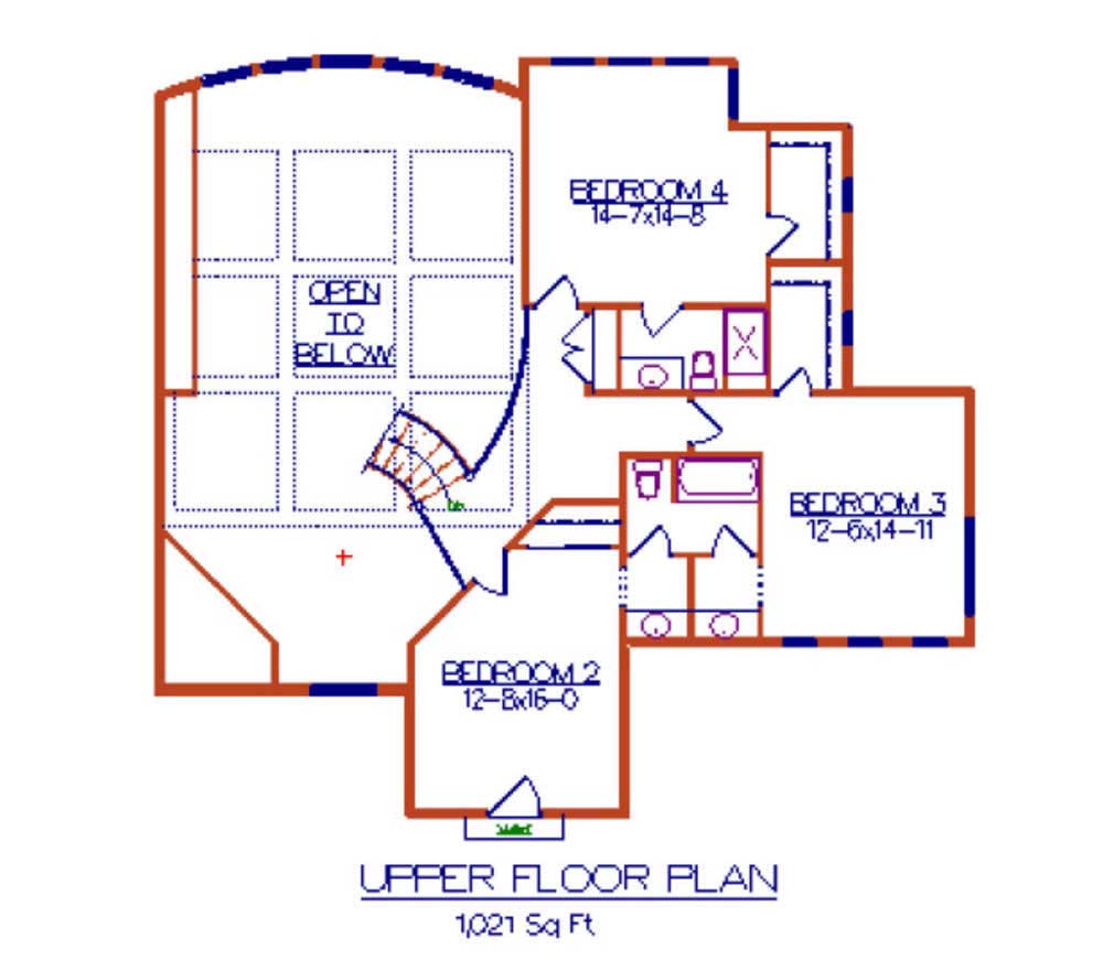 Floor Plan Second Story of Luxury Plan #161-1026