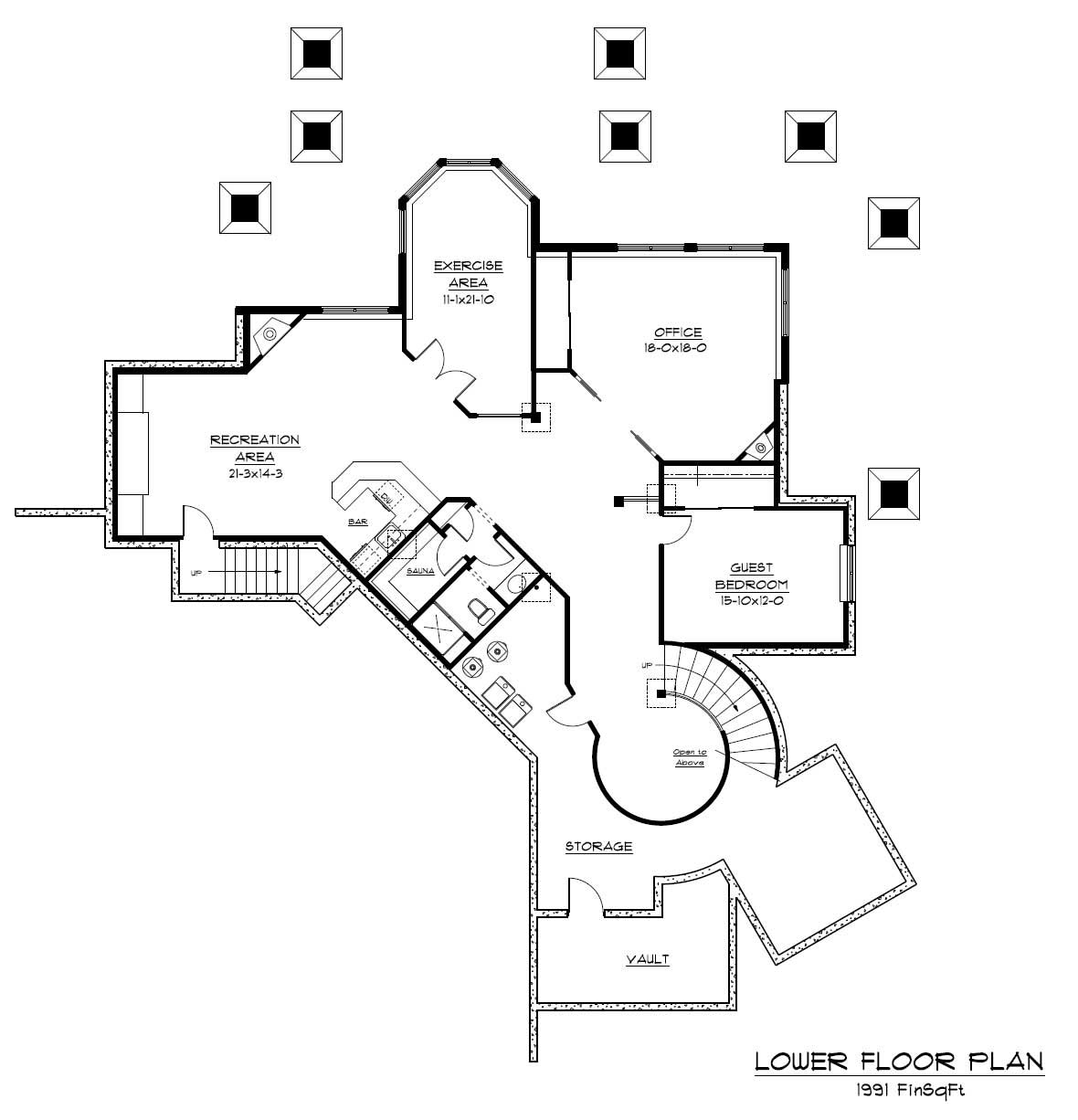 Floor Plan Basement of European Plan #161-1028