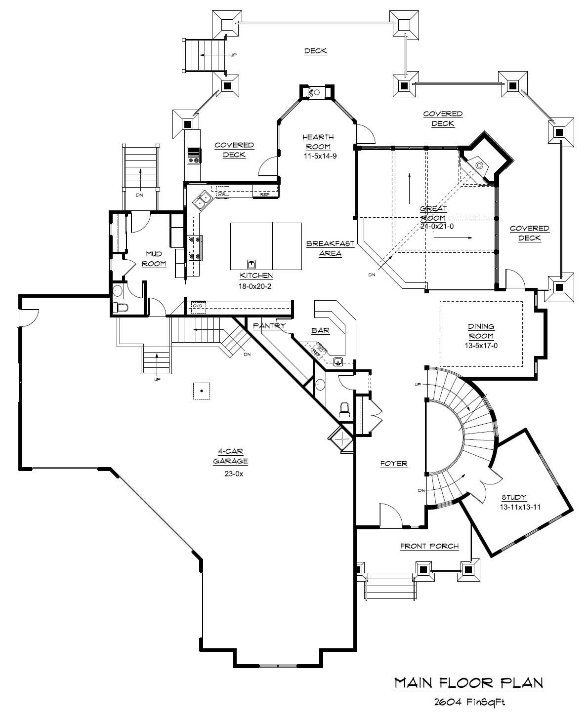 Floor Plan First Story of European Plan #161-1028