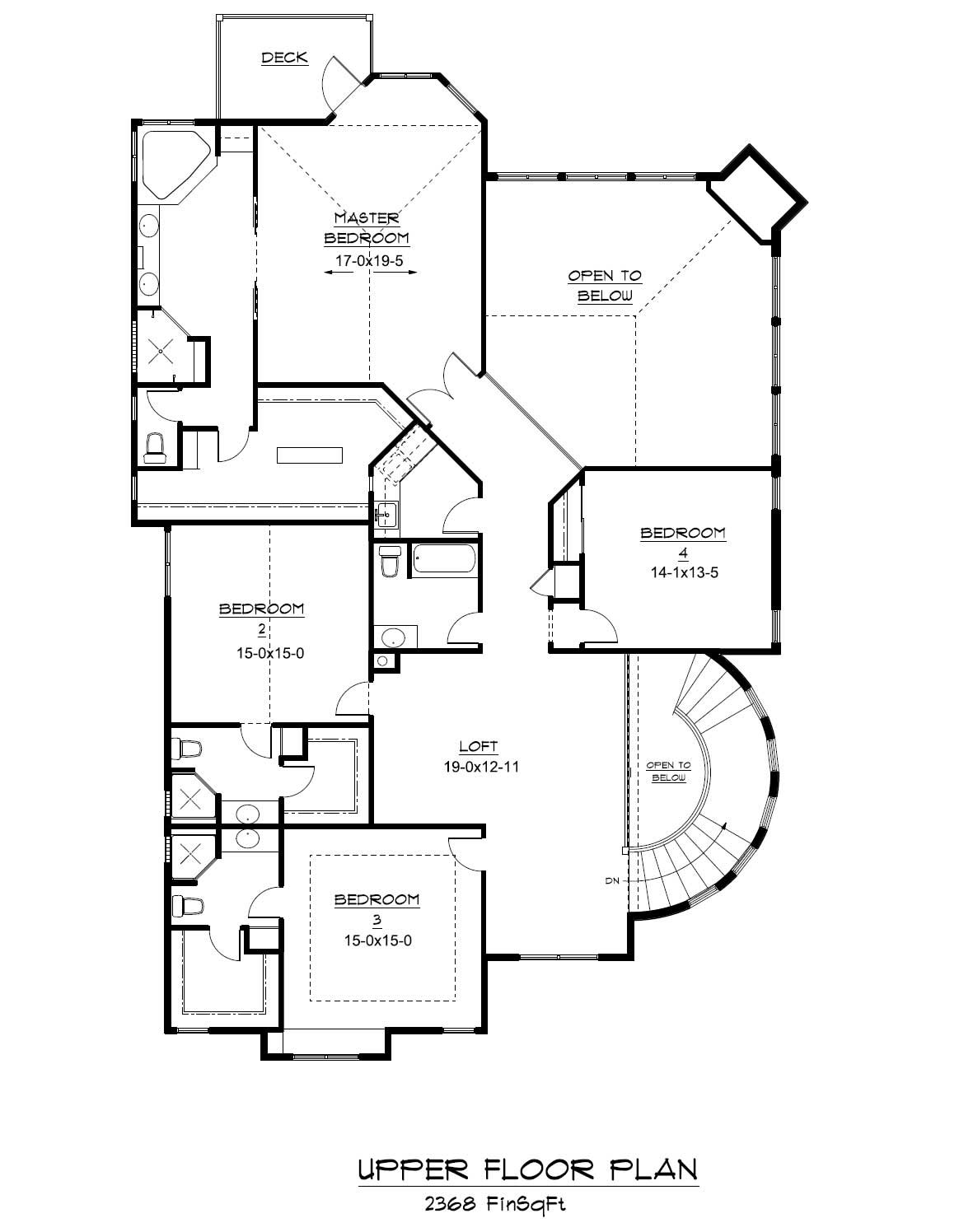 Floor Plan Second Story of European Plan #161-1028