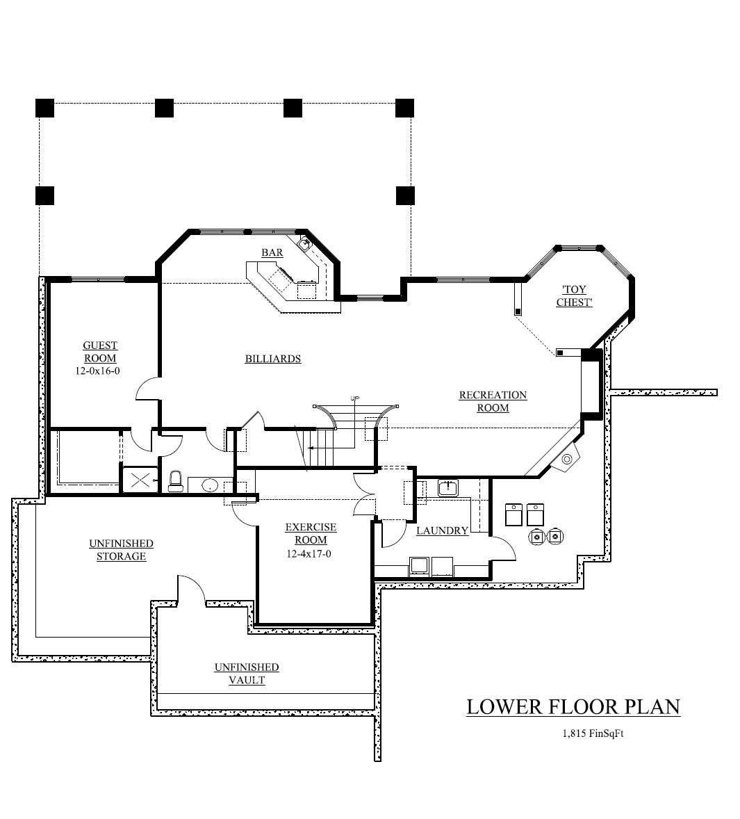 Floor Plan Basement of Country Plan #161-1030