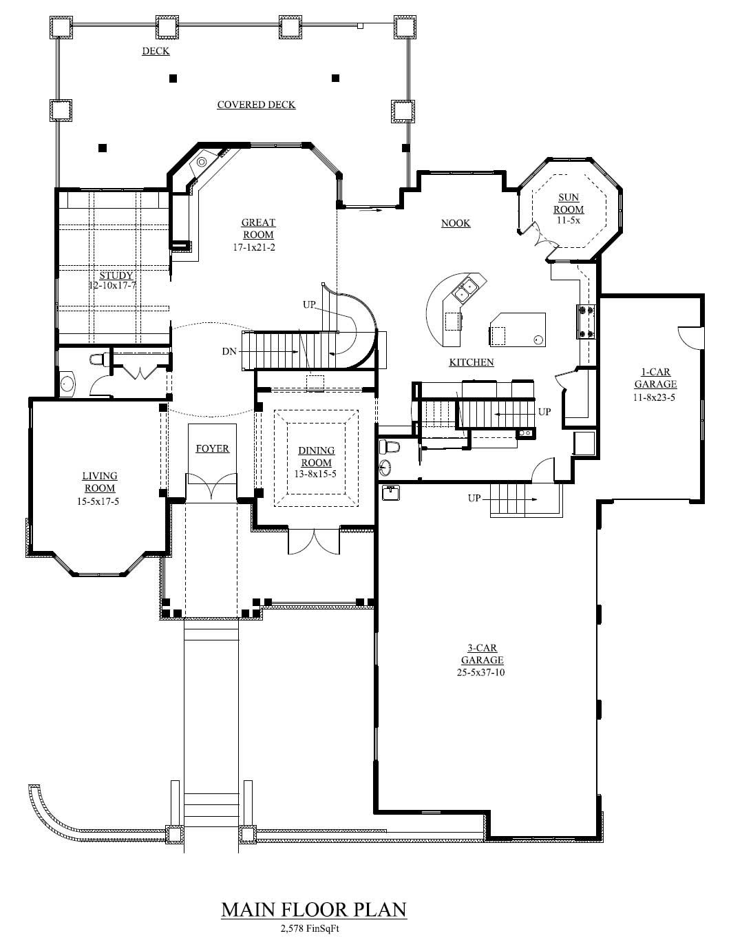Floor Plan First Story of Country Plan #161-1030