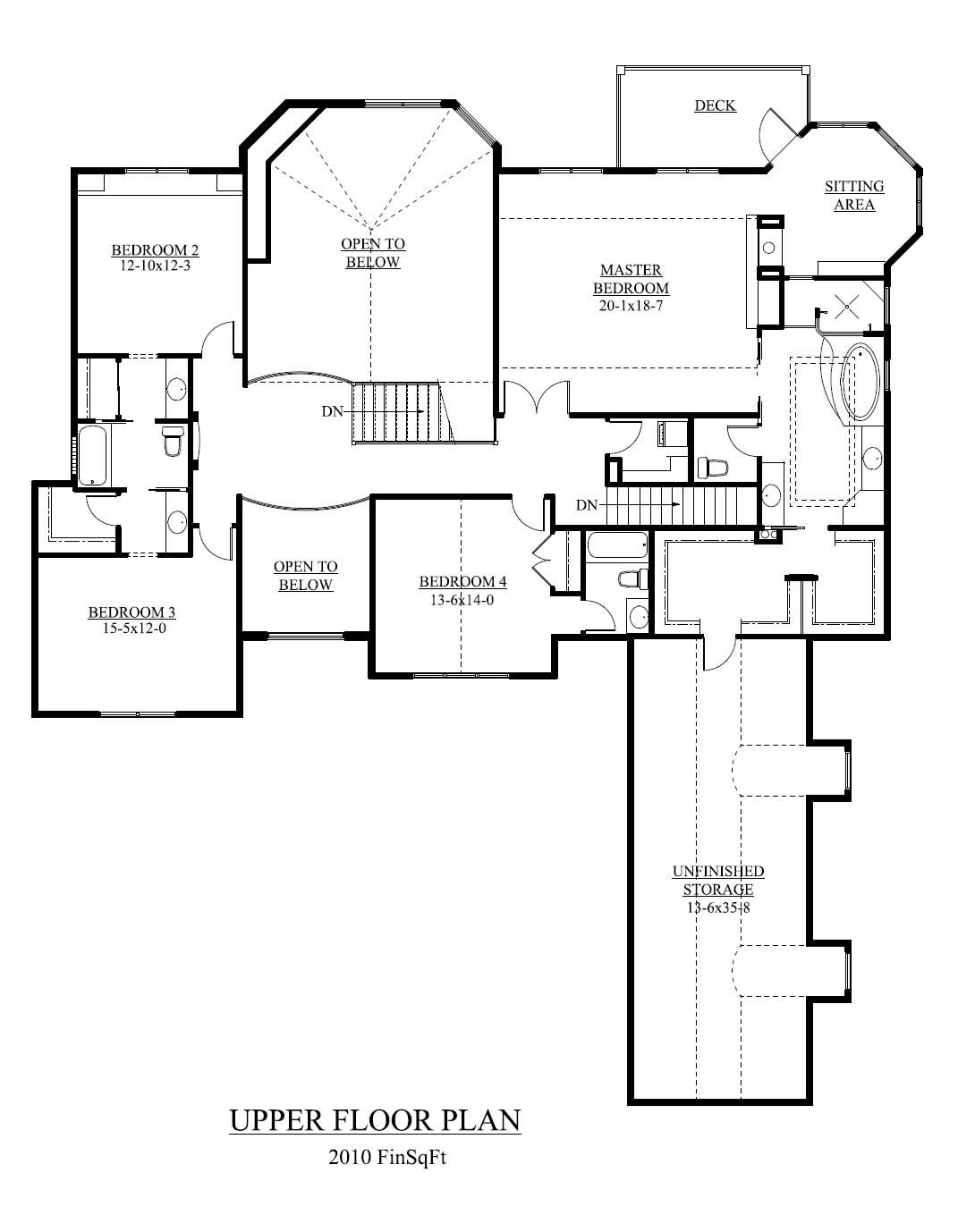 Floor Plan Second Story of Country Plan #161-1030