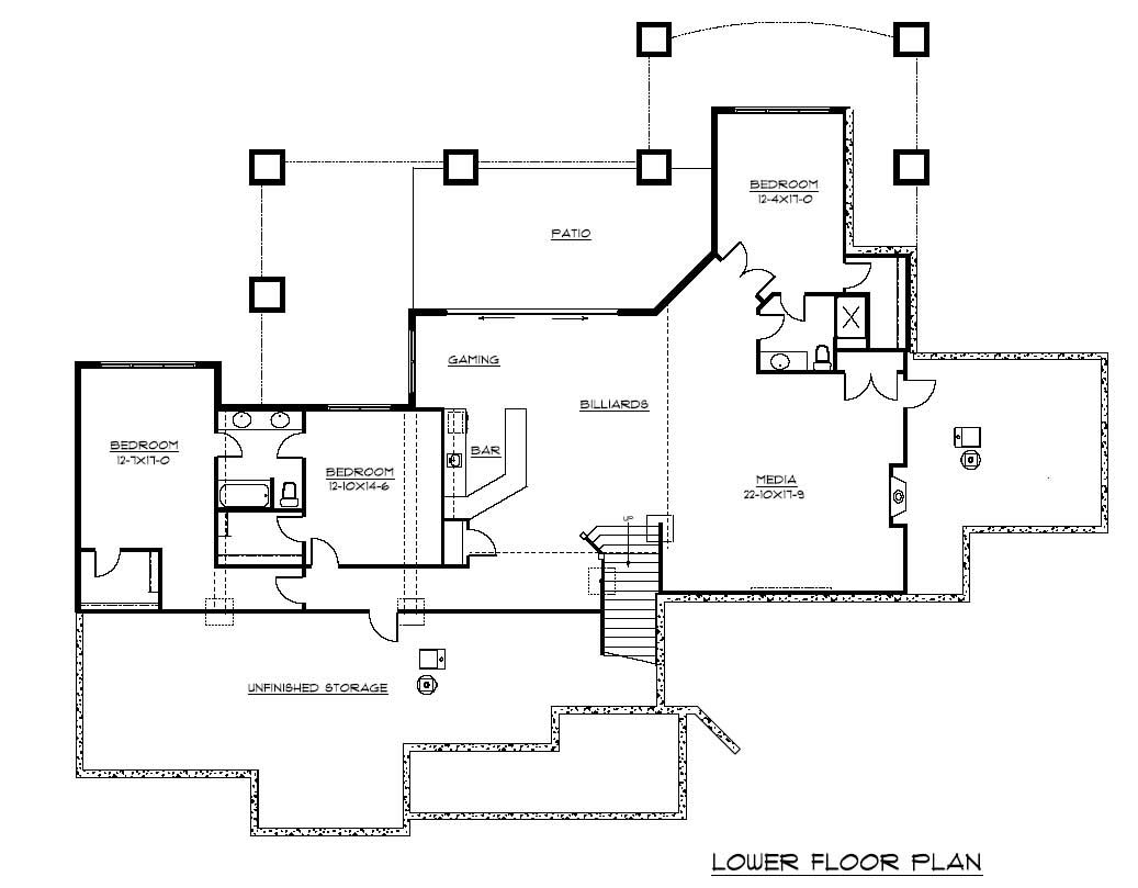 Floor Plan Basement of Country Plan #161-1031