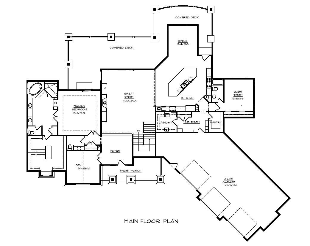Main Level of Rustic Plan #161-1031