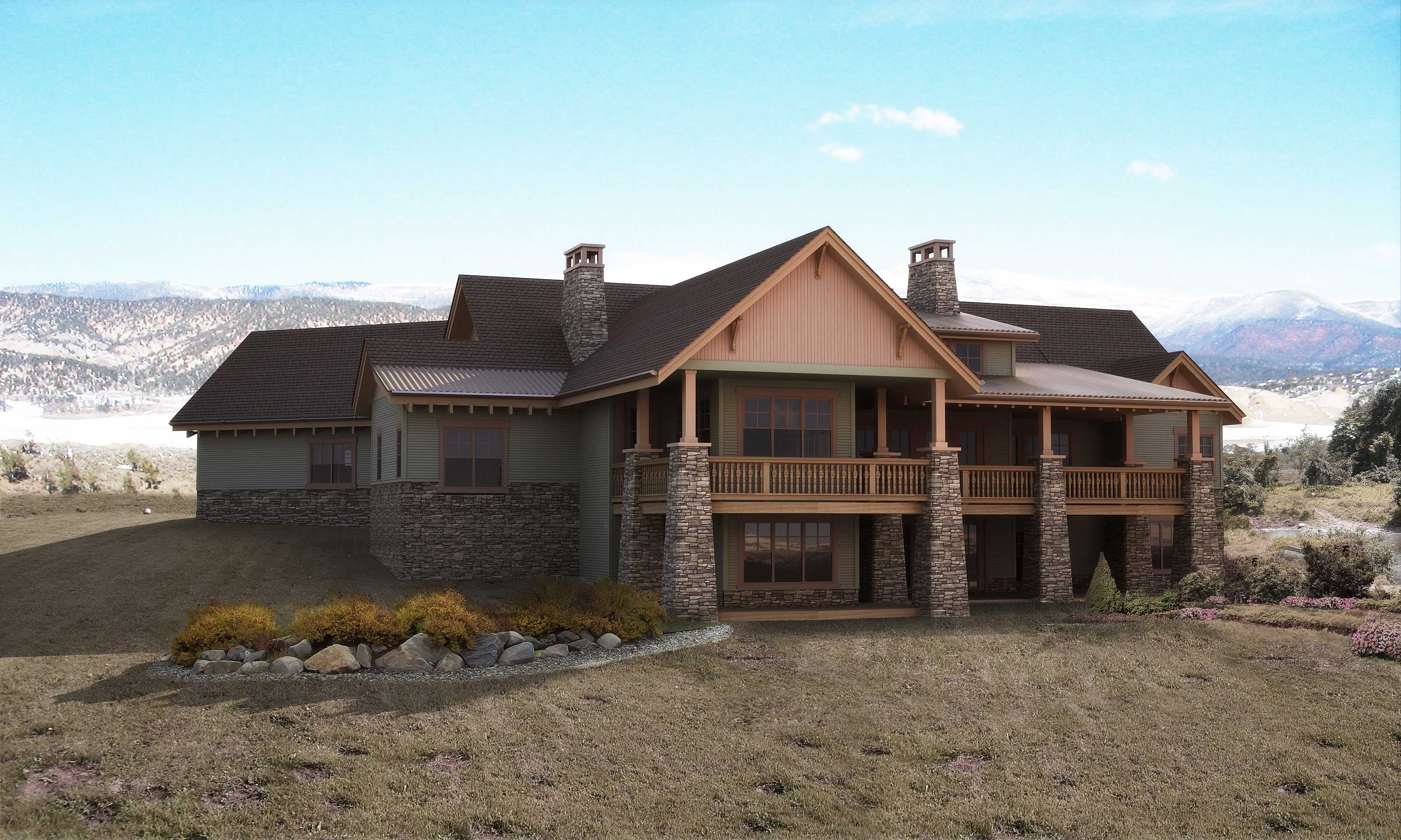 Home Plan Rear Elevation of this 5-Bedroom,5723 Sq Ft Plan -161-1031