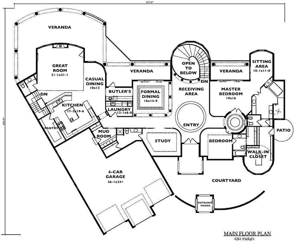Main Level of Luxury Plan #161-1034