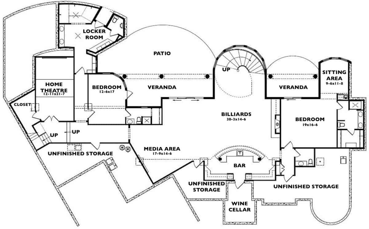 Basement of Luxury Plan #161-1034