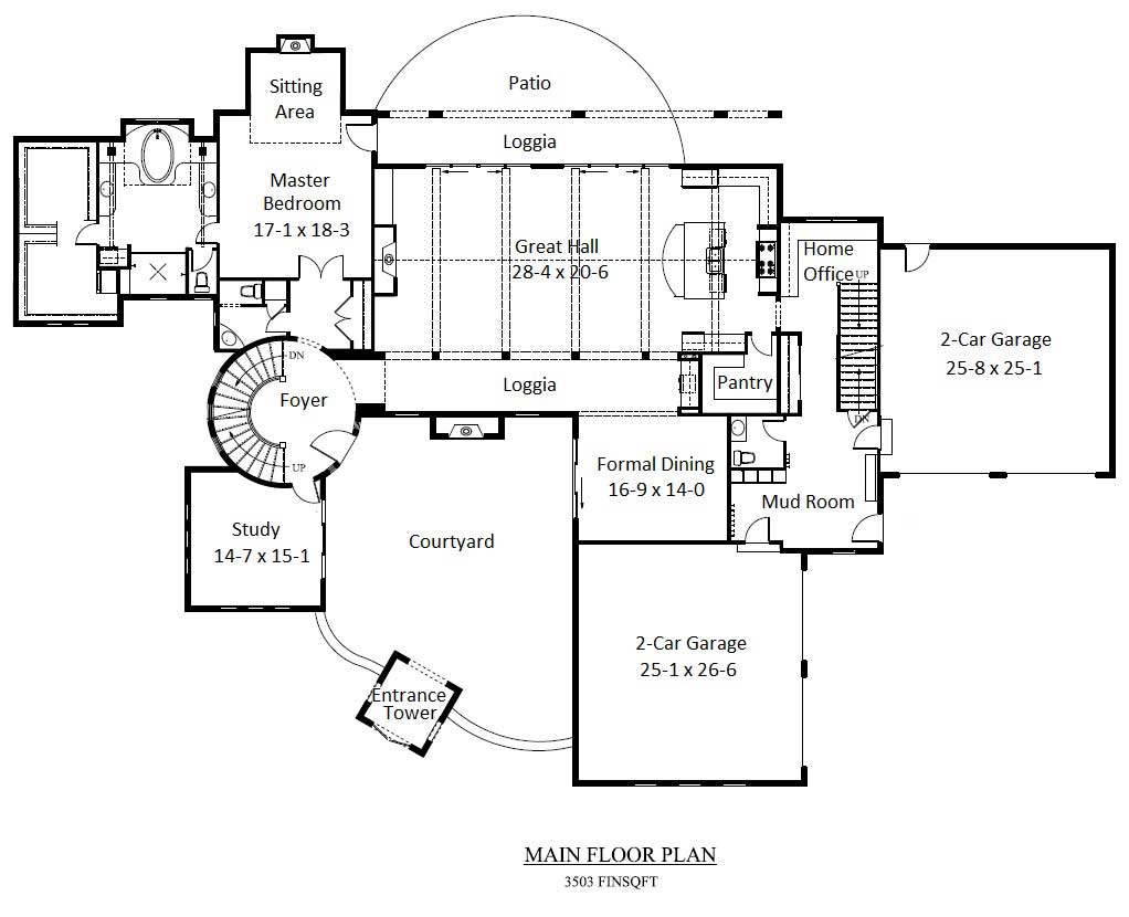 Floor Plan First Story of Mediterranean Plan #161-1035