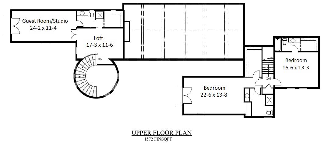 Floor Plan Second Story of Mediterranean Plan #161-1035