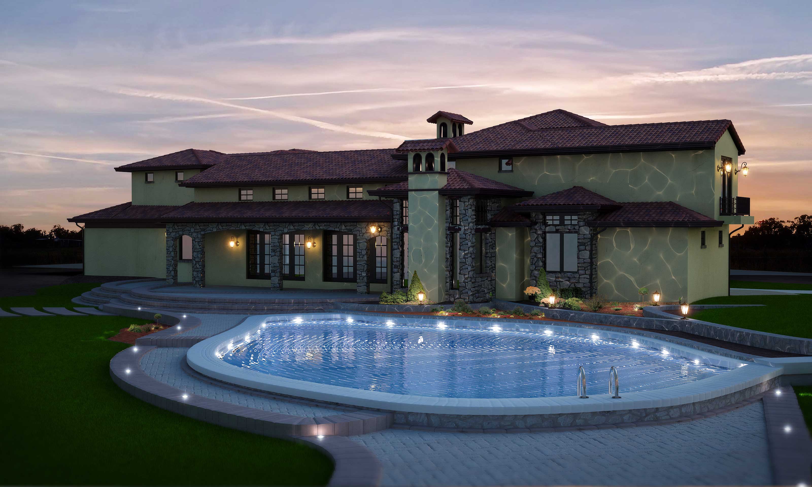 Home Plan Rear Elevation of this 6-Bedroom,7521 Sq Ft Plan -161-1035