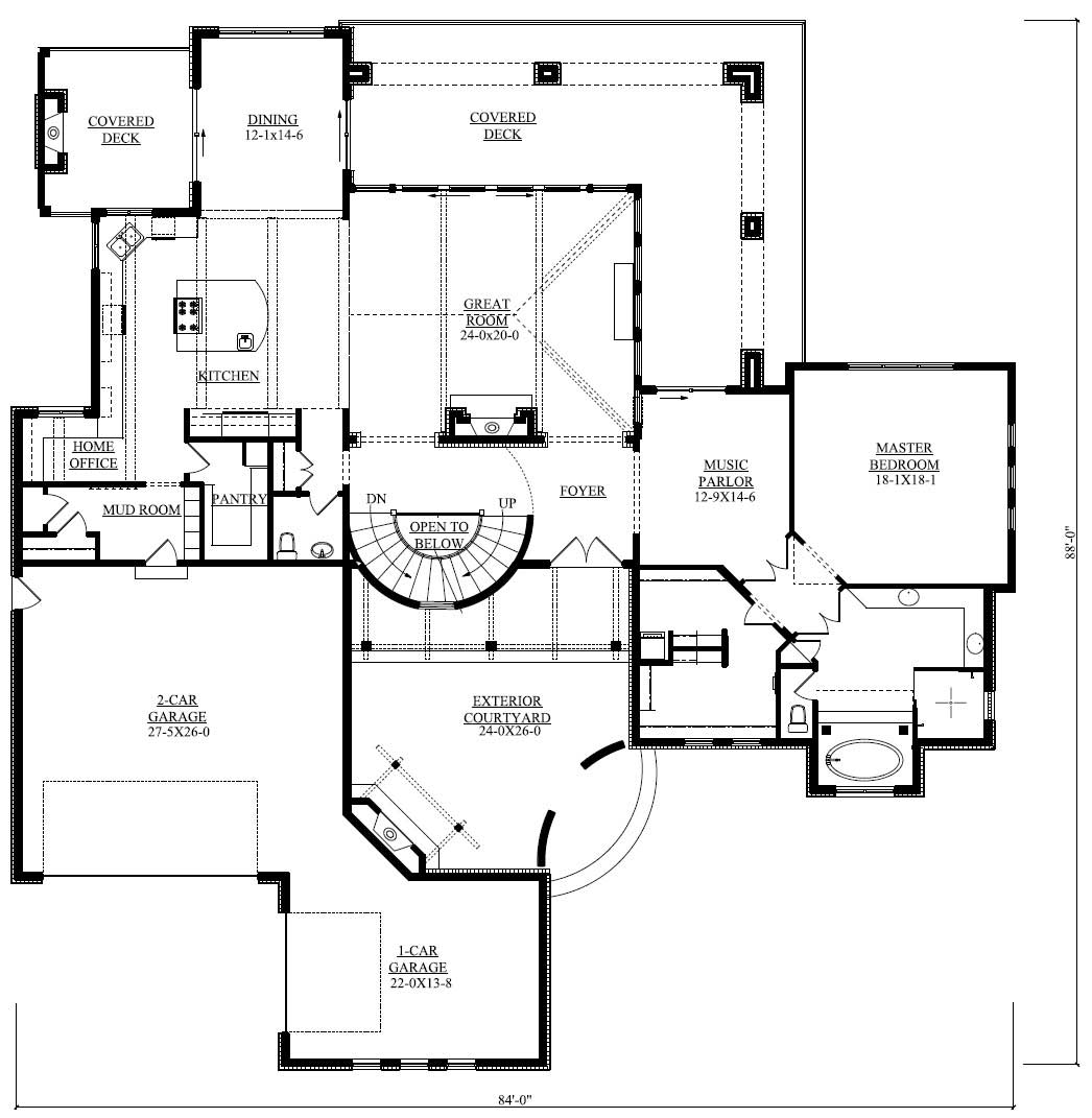 Floor Plan First Story of Luxury Plan #161-1037