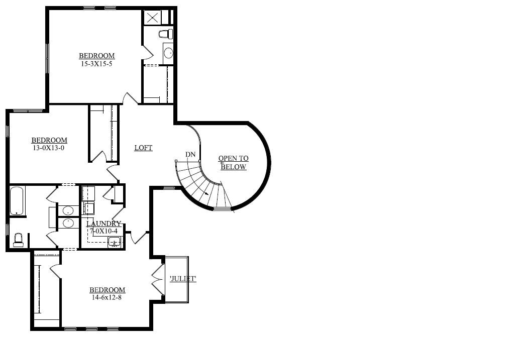 Floor Plan Second Story of Luxury Plan #161-1037