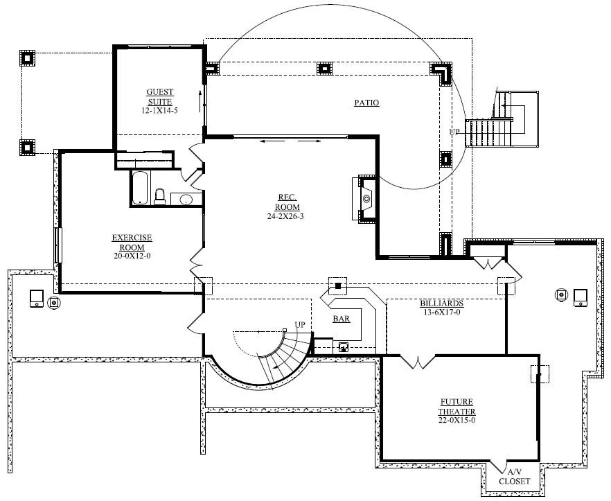 Floor Plan Basement of Luxury Plan #161-1037